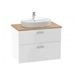 VICTORIA PRO - Мебел за баня с плот и умивалник 800 мм, бял гланц